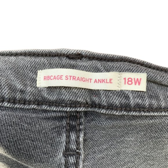 Levi's Women's Ribcage Ankle Crop Straight Jeans in Cosmic Chatter Gray Size 18W - Picture 5 of 13